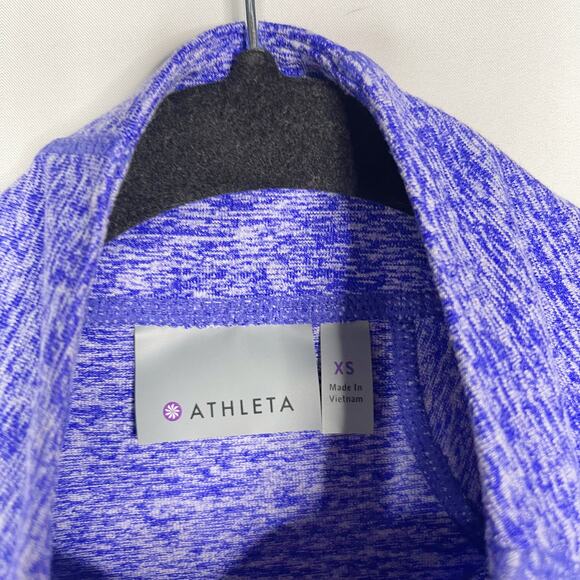 Athleta XSmall Purple Spacedye Running Wild 3.0 Half Zip Pullover Top Reflective - Picture 8 of 12